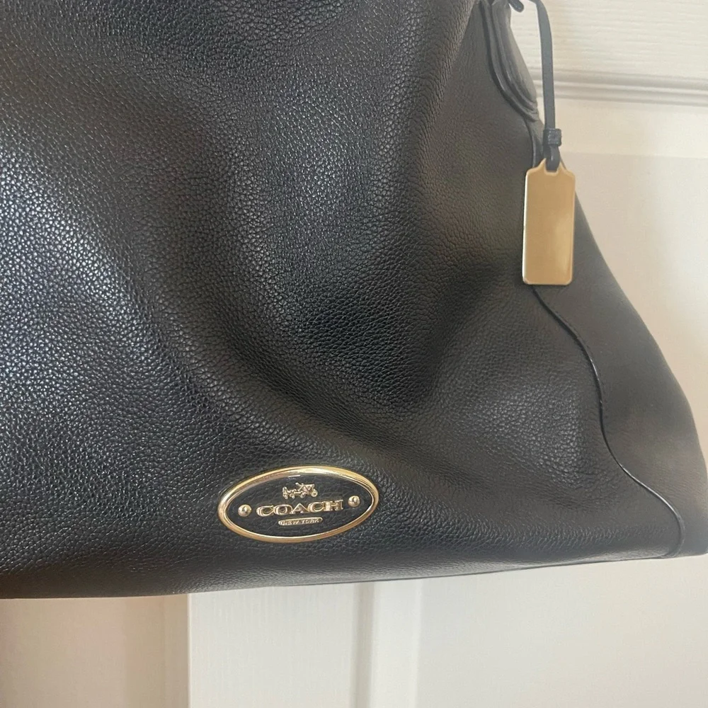 Coach Black Pebbled Leather Hobo with Gold Hardware